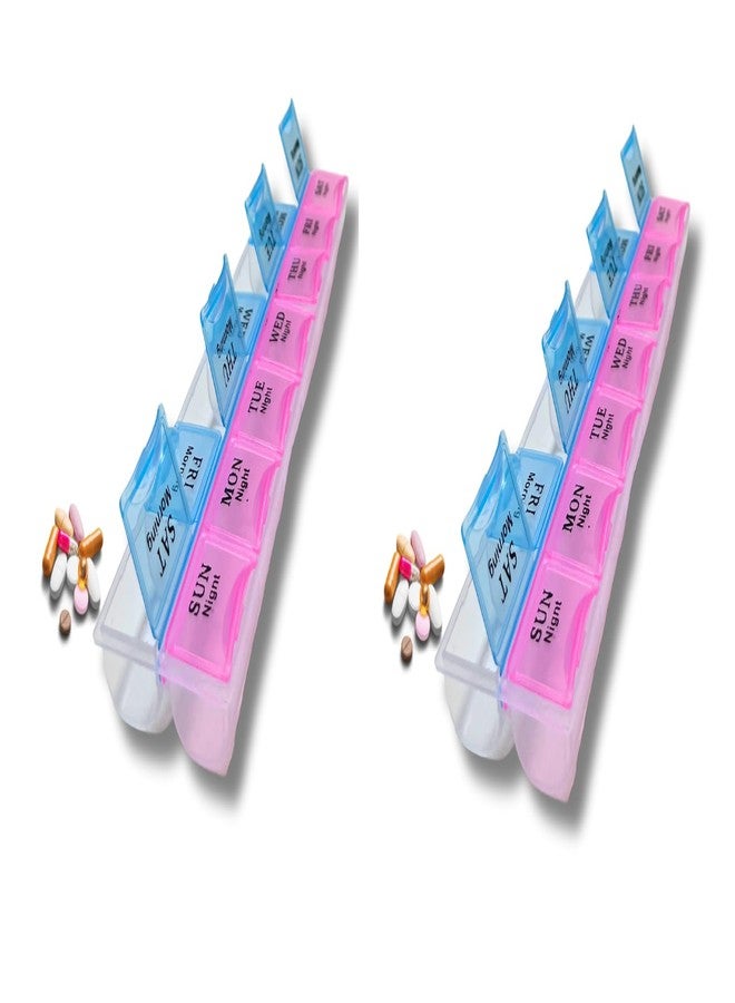 TORCHIT Braille Medicine Organizer - 7 Day Pill Box with Braille Labels, Large Compartments for Daily Medication, Easy to Use for Visually Impaired Individuals, Set Of 2 (Pack Of 2) - Image 1